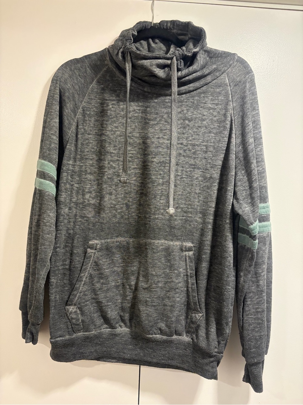 Derek Heart Gray Cozy Pullover Hoodie with Accent Stitching
